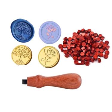 Imagem de Sinete para lacre de cera + 2 Carimbos Metálicos (clichê) + 100 ceras - Convites, Scrapbook, Confeitaria, chocolate, cera Embalagens de Presentes (vermelho acobreada)