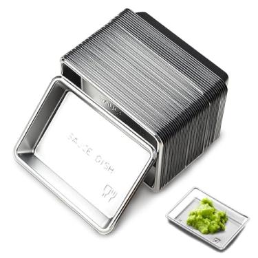 Imagem de Xanadued Pacote com 400 pratos de molho descartáveis de plástico, tigelas de tempero para molho de soja, mini bandeja de aperitivo de condimentos para sushi, soja, mostarda, vinagre, ketchup,