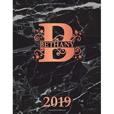 Imagem de Bethany 2019: Personalized Name Weekly Planner 2019. Monogram Letter B Notebook Planner. Black Marble & Rose Gold Cover. Datebook Calendar Schedule