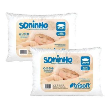 Imagem de Kit 2 Travesseiros Baby Soninho Algodão 30x40 Hipoalergênico - Trisoft