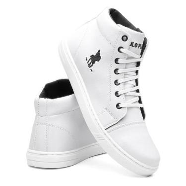 Imagem de Tênis Polo Masculino Botinha Casual Cano Alto Leve Dia Dia, Branco, 46