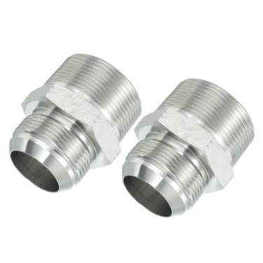 Imagem de PATIKIL Conectores de mamilo redutores hexagonais Adaptador de tubo macho 37° Flare JIC x 1-1/5.1 cm macho NPT, pacote com 2 adaptadores de bocal redutor de encaixe de tubulação Encaixe hidráulico de