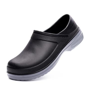 Imagem de Sapatos De Chef Para Homens, Moda Deslizamento Em Sapatos De Trabalho De Chef De Segurança Resistentes À Água De Óleo Masculino, Sapatas De Trabalho De Pouco Peso Jardim Restaurante(Black,47 EU)