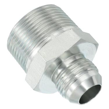 Imagem de PATIKIL Conector adaptador de tubo 1-1/40.6 cm macho 37 ° Flare JIC x 1-1/10.2 cm macho R encaixe de tubo restritor de alimentação de óleo conector hidráulico para sistema de tubulações de água a