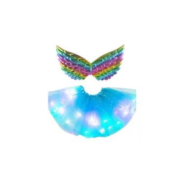 Imagem de Fantasia infantil de unicornio saia de led e asa carnaval - MC Present