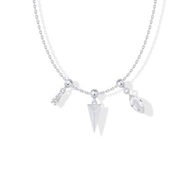 Imagem de PAVOI Colar com pingente peculiar banhado a ouro 14K para mulheres | Lindo colar delicado de zircônia cúbica raio com raio, coração de estrela, ferradura, pérola, berloques, Ouro branco, Zircônia