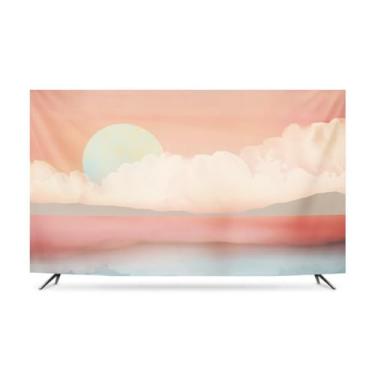 Imagem de JONKMY Capa protetora contra poeira para TV interna 81.3 cm-203.2 cm LCD LED TV Display Protector Fashion Art Printing TV Dust Proof Protect Cover Televisions Computer Monitor Cover-Pink-1||55