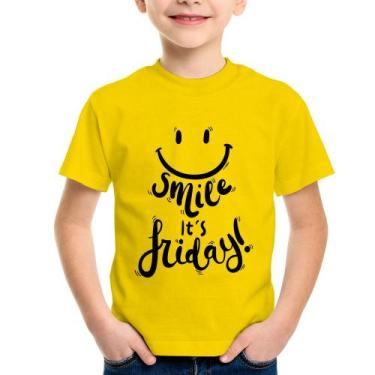 Imagem de Camiseta Infantil Smile, It's Friday! - Foca na Moda, Amarelo, 10