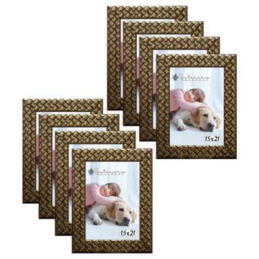 Imagem de Kit 8 Molduras Porta Retrato 15x21 3cm Relevo Dourado - Santamaria Mol