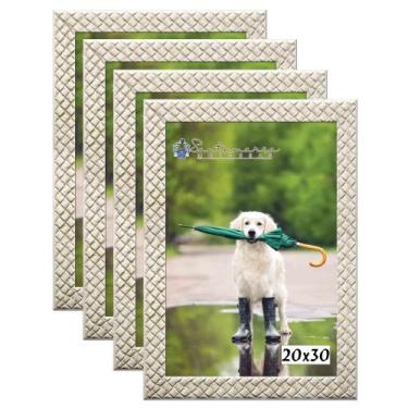 Imagem de Kit 4 Molduras Porta Retrato 20x30 3cm Relevo Bege - Santamaria Moldur