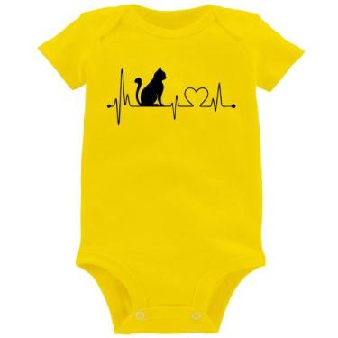 Imagem de Body Bebê Gato Batimentos Cardíacos - Foca na Moda, Amarelo, M