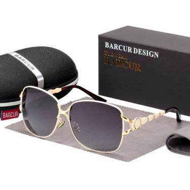 Imagem de Oculos Sol Luxo feminino Barcur Original Polarizado Uv400, Bege
