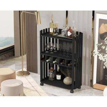 Imagem de Aparador Luxo Com Adega Ripado 4110 Barzinho - Ofertamo, Preto