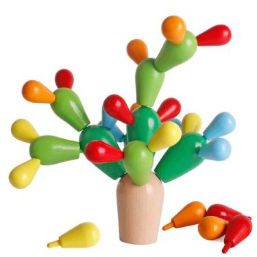 Imagem de Brinquedo de Madeira Shierdu - Cacto Arco-Íris para Empilhar e Equilib