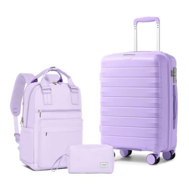 Imagem de LARVENDER Conjuntos de bagagem de 5 peças, bagagem expansível softside, Lavanda-50,8 cm (20") - BP, 3PCS(20in/BP/TB)