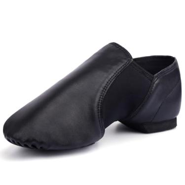 Imagem de Tênis de dança unissex Linodes 006 couro PU cano alto slip-on Jazz para mulheres e homens, Preto, 7 Women/6.5 Men