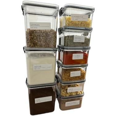 Imagem de Kit 9 Potes Herméticos 3x 950ml + 6x 450ml | Porta Mantimentos Temperos Condimentos| Organizador Empilhável Cozinha Armário | BPA Free | Armazenamento em Geladeira Freezer | Tipo Acrílico