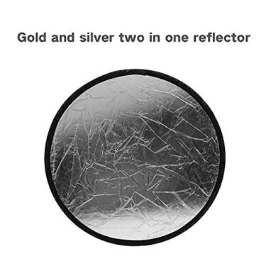 Imagem de Portátil 60cm 2 Em 1 Placa Refletora de Luz de Estúdio de Fotografia Dourada e Prateada para Fotografia, Refletores Dobráveis