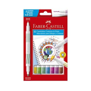 Imagem de Caneta Hidrocor Faber Castell Ponta Dupla 10 Cores