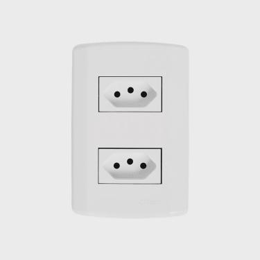 Imagem de Conjunto com 2 Tomadas 2p + t 20A 250v, Modular, com Placa 4x2 e Suporte