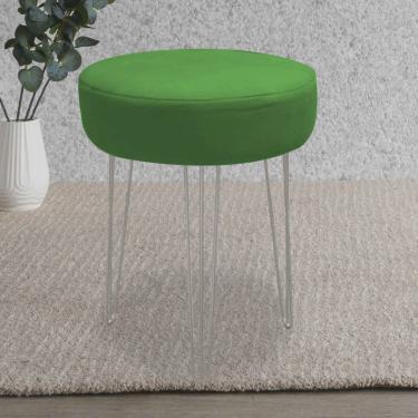 Imagem de Banqueta Puff Jullia Luxo 55cm Industrial Ferro Cinza Sintético Verde - Ahz Móveis