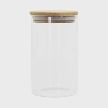 Imagem de Pote de Vidro com Tampa de Bambu Oikos 600ML Hermético Redondo