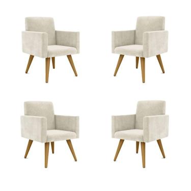 Imagem de Kit 04 Poltronas Decorativa Recepção Balaqui Decor Bege