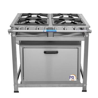Imagem de Fogão Industrial 4 Bocas 40x40 P8 bp em Aço Inox com Forno
