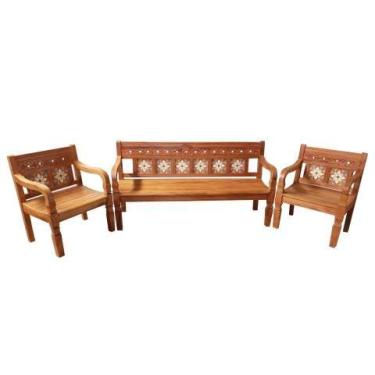 Imagem de Jogo de Bancos Paisagem em Madeira de Demolição - Cód 2550 - Barrocart