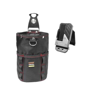 Imagem de Gralara Bolsa de ferramentas com organizador de armazenamento de sacos de ferramentas de clipe de cinto com bolsos múltiplos para carpinteiro, L