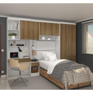 Imagem de Guarda Roupa Dormitório Modulado Alpes Solteiro Bancada de Estudo - Ro