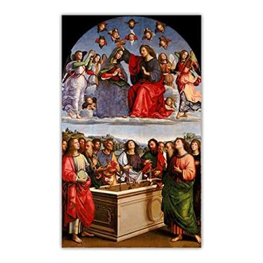 Imagem de Raffaello Santi. Coroação de Nossa Senhora. Reprodução famosa de arte de parede em tela para decoração de casa - 60 x 100 cm sem moldura