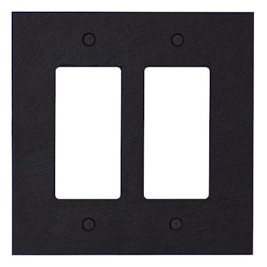 Imagem de Electrical SWITCH HITS Outlet Placa de parede 2 GFI Rocker | Decora Double Decorator Light Switch Cover Faceplate | Decora Vermont Ardósia Carvão | 2 Gang, 12,7 cm L x 12,7 cm A