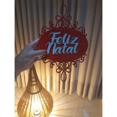 Imagem de Placa Feliz Natal Modelo Claudia Decoração em MDF - Inova Artesanato