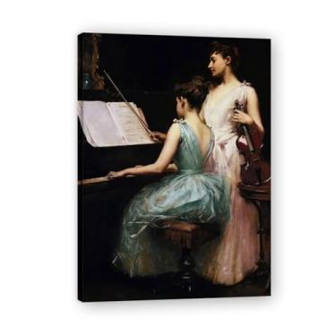 Imagem de Impressão em tela de apresentações de piano e violino, decoração de casa para sala de estar para quarto, banheiro, decoração de parede, arte feminina, pintura de parede, impressões de arte vintage,