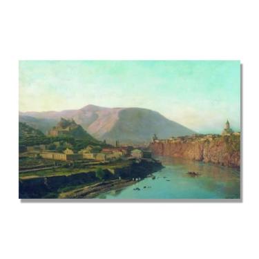 Imagem de Impressões em tela famosas. "Paisagem 17.8 cm por Lev Lagorio, Reproduções de arte clássicas, decoração de parede moderna para sala de estar escritório. 60 x 96 cm - 23,6 x 37,8 pol sem moldura
