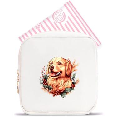 Imagem de BJDAMAI Mini bolsa de maquiagem, linda bolsa de cosméticos portátil com zíper para meninas adolescentes e crianças, pequena bolsa de armazenamento para almofada higiênica, moeda, batom, joias!, Golden