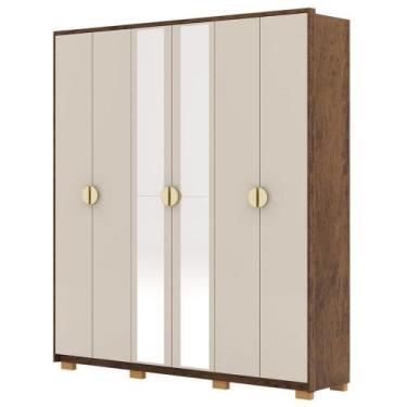 Imagem de Guarda Roupa Casal 203cm Com Espelho Noronha Imbuia/Fendi - Vila Rica,