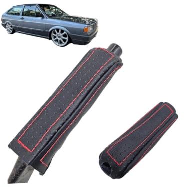 Imagem de Capa Couro Manopla Alavanca Freio De Mão Compatível Com Gol Quadrado (TRADICIONAL/LINHA VERMELHA)