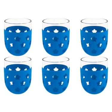 Imagem de Abode Homewares Party Sleeve Stemless Premium Acrylic Drinkware Vinho/Copo Interno/Externo, Flor, 450 ml, Conjunto de 6