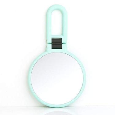 Imagem de WYUYIWH Espelho de maquiagem espelho de molho de mesa livro dobrável princesa feminina alça de beleza espelho de aumento de dupla face (cor: verde claro)