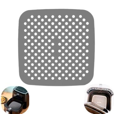 Imagem de Kit 2 Protetores De Silicone Para Fritadeira Air Fryer 19cm - Forro Quadrado Antiaderente, Resistente ao Calor, Lavável e Sem BPA (CINZA)