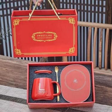 Imagem de Conjunto De Caneca De Cerâmica Usb Portátil Com Colher E Saco De Armaz