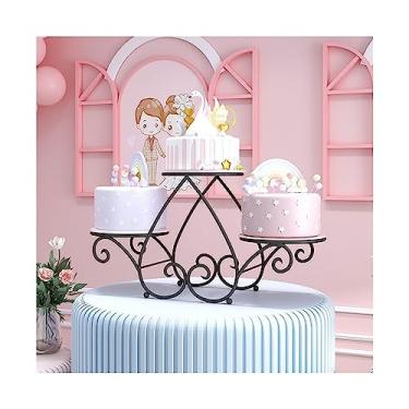 Imagem de Suporte para Bolo Prateleira europeia Dobos Torte Expositor de padaria Prateleira de decoração de festa de casamento de aniversário Suporte para Sobremesa(Preto)