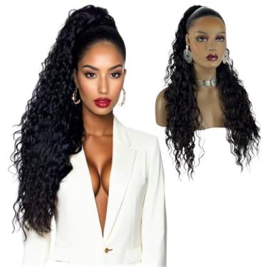 Imagem de Rabo de Cavalo Cacheado Longo | Aplique e Extensão de Cabelo Bio Fibra Premium Modelo Jacy Ser Mulher 70cm | Acessórios de Cabelo Leve e Confortável (Castanho Escuro)