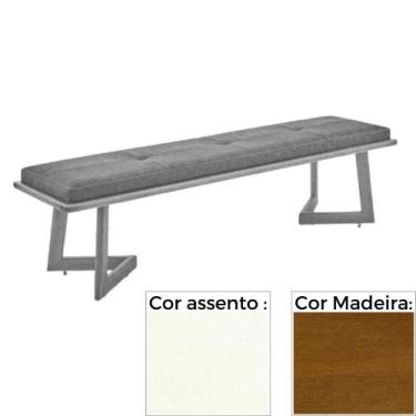 Imagem de Banco MH-5347 Herval 155 cm Madeira Amêndoa Assento Estofado Linho Bra