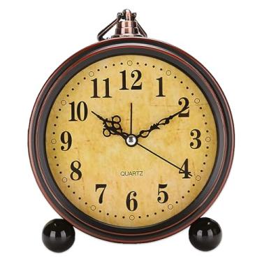 Imagem de Maxspace Despertador analógico vintage, relógio de mesa pequeno silencioso de 13,3 cm, sem tique-taque, relógios decorativos operados por bateria para mesa/quarto/cabeceira/sala de estar, relógio de