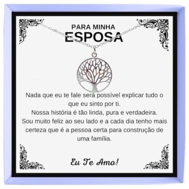 Imagem de Presente Aniversário Esposa Colar Pingente Árvore da Vida Círculo Prata 925