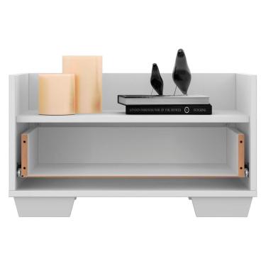 Imagem de Kit C/ 2 Mesas De Cabeceira 80 Cm C/ Pés Quadrados Branca