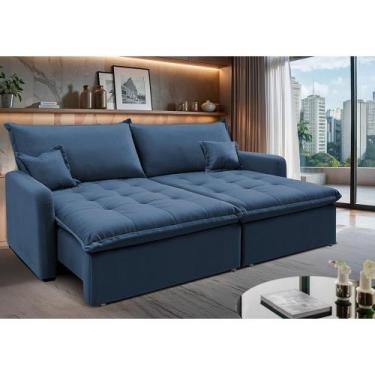 Imagem de Sofá Sem Caixa Retrátil 2,00m SoftGel Luna. Velusoft Cama inBox, Azul